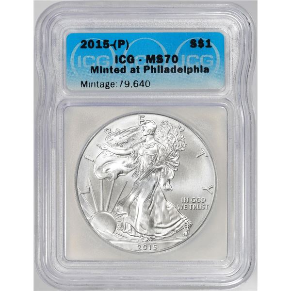 2015-(P) $1 American Silver Dollar Coin ICG MS70 Philadelphia