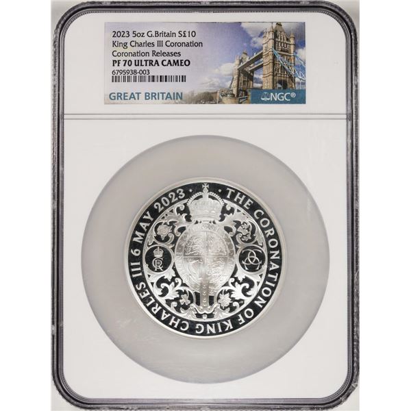2023 G. Britain Proof King Charles III 5oz Silver Coin Coronation Releases NGC PF70UC