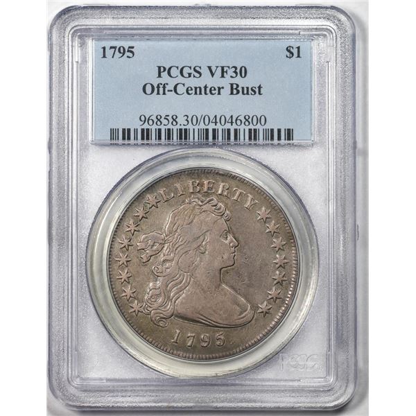 1795 $1 Off-Center Draped Bust Silver Dollar Coin PCGS VF30