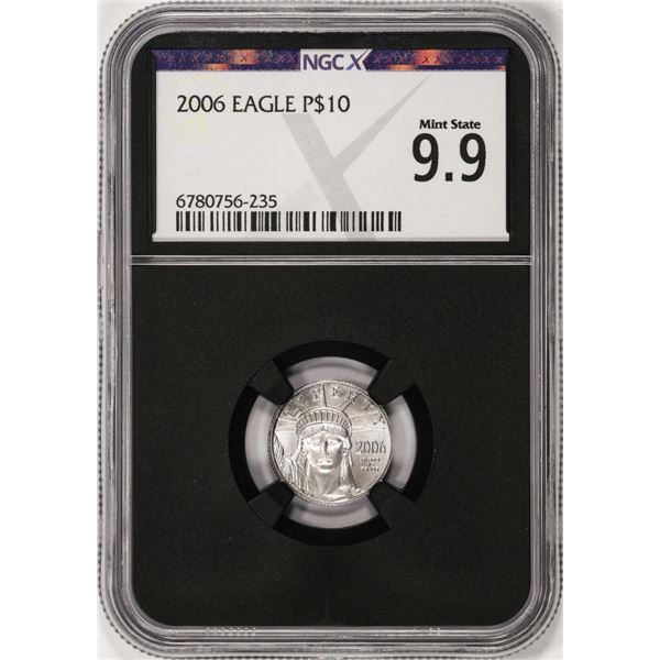 2006 $10 Platinum American Eagle Coin NGCX Mint State 9.9