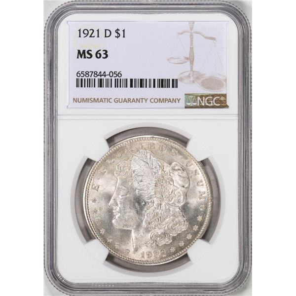 1921-D $1 Morgan Silver Dollar Coin NGC MS63