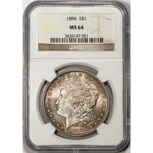 1896 $1 Morgan Silver Dollar Coin NGC MS64 Nice Toning