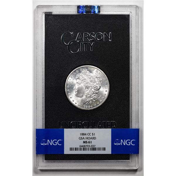 1884-CC $1 Morgan Silver Dollar Coin GSA Hoard Uncirculated NGC MS61
