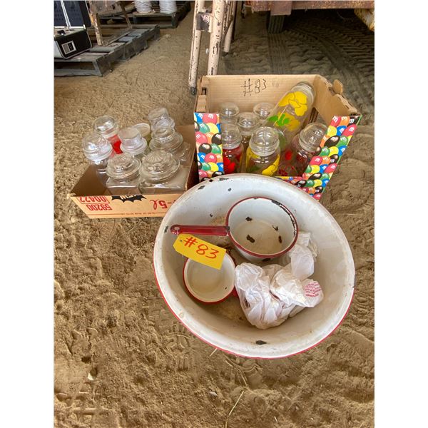 Basin, dipper & fancy jars