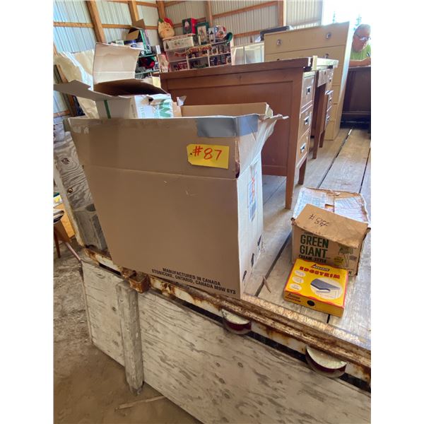 Various paper, old boxes of edge trim