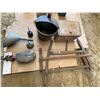 Image 1 : Pulley, funnel, oil cans, rail road, hammer, saw, bread box, gas pail