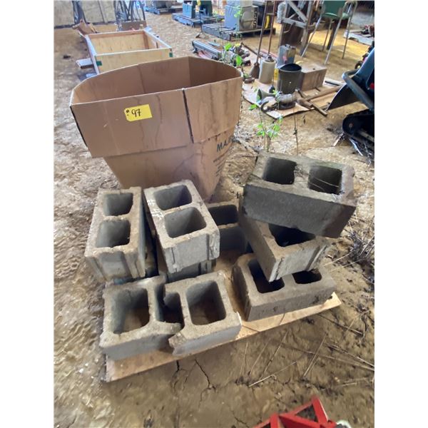 8- Cement blocks, misc. tin