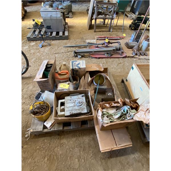 Misc. tire chain, oil, pins, steel