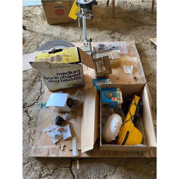 Small drill press, cutting discs, new bit sharpener, gauges & polisher