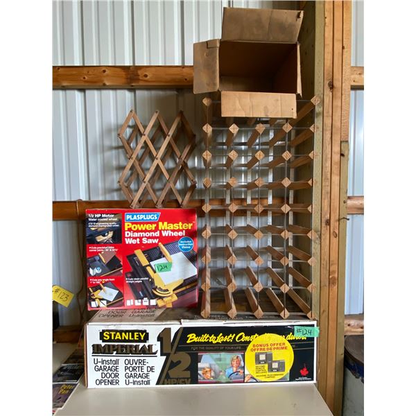 Wet saw, door opener, 2- wine racks