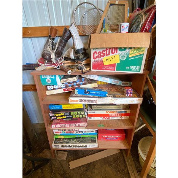 2- pairs of skates, qty of rackets, approx. 20- board games