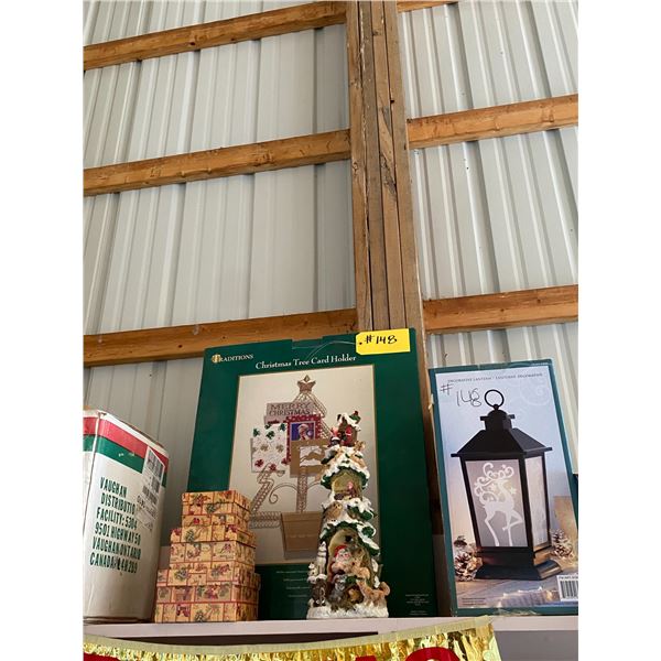 Christmas lantern, card holder, gift boxes, ornament & x-mas tree
