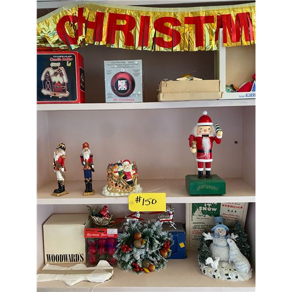 Qty of Christmas décor, candle holder & Santa nutcracker, Christmas decoration & collectable Christm