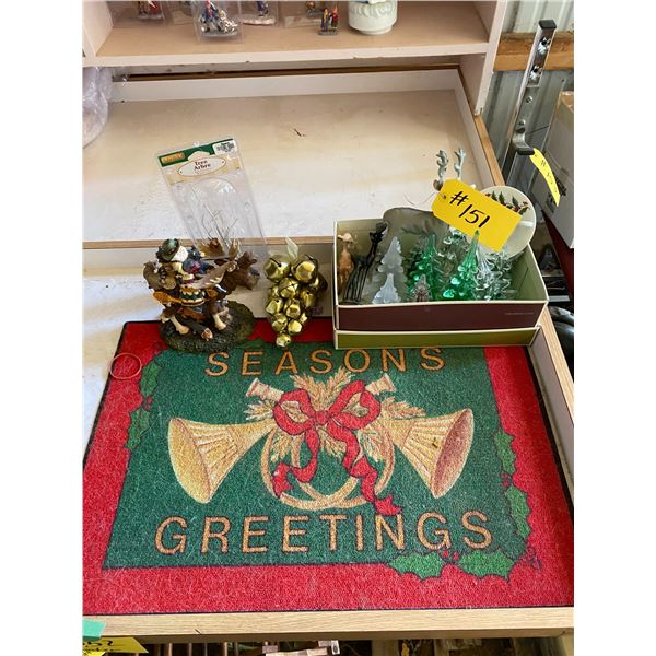 Season Greetings, glass trees, bells & moose