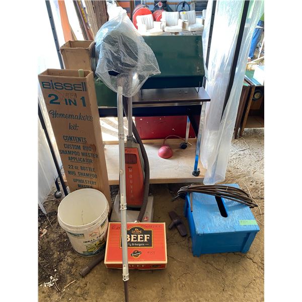 Blue stand, sweeper, vacuum