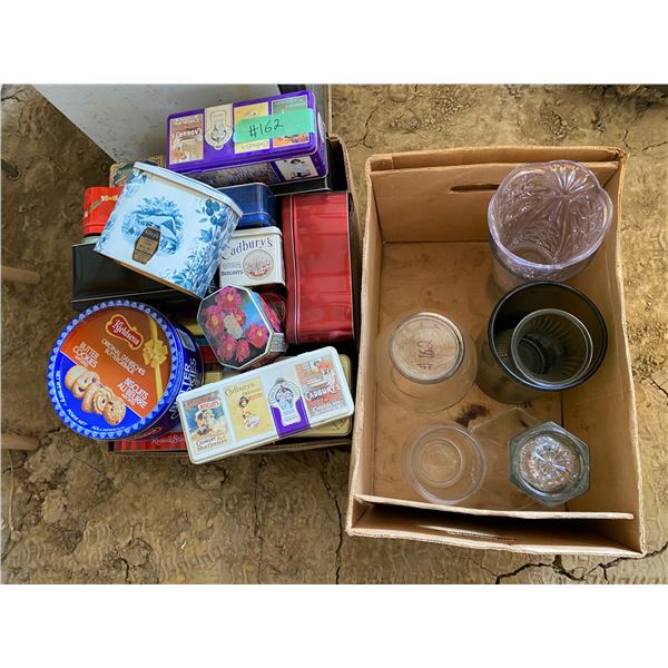 Qty of various tins & vases