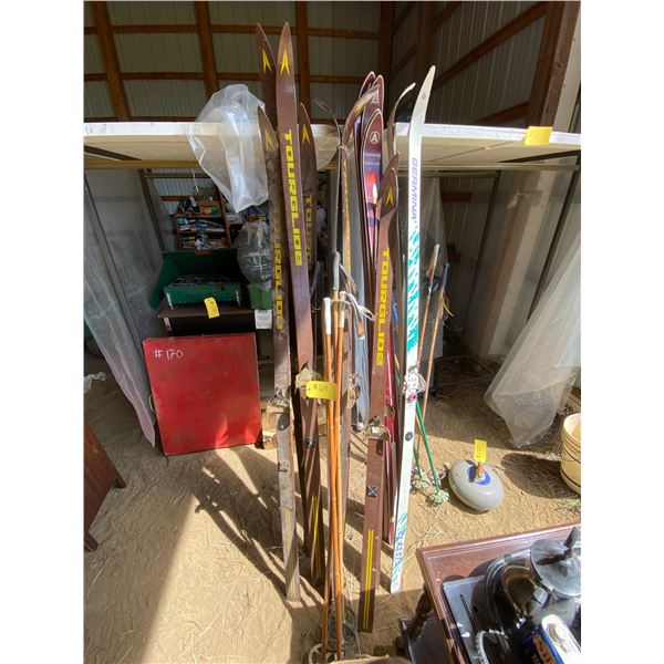 Qty of cross country skis, poles & ski boots