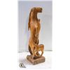 Image 1 : SIGNED CARVED WOOD HORSE AND FOAL SCULPTURE