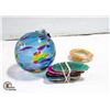 Image 1 : HANDBLOWN ART GLASS HANGING BALL AND SLICED