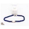 Image 1 : #18- NATURAL DARK  BLUE JADE  ,PEARL ,BRACELET ,EA