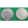 Image 1 : 19)  LOT OF 2 USA 1972 EISENHAUER SILVER DOLLARS