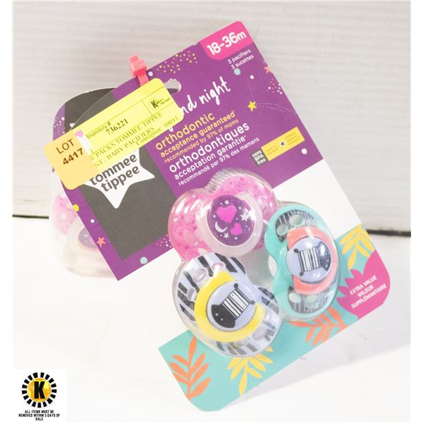 2 NEW PACKS TOMMEE TIPPEE INFANT / BABY PACIFIERS