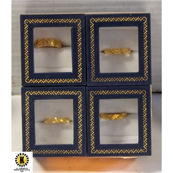 LOT OF 4 NEW FASHION RINGS WITH BOXES