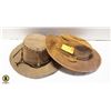 Image 1 : 2 VINTAGE LEATHER CRUSHER HAT TOGETHER-ESTATE