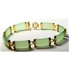 Image 1 : 13)  NATURAL JADE BRACELET WITH 18K GOLD FILLED