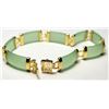 Image 2 : 13)  NATURAL JADE BRACELET WITH 18K GOLD FILLED