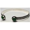 Image 1 : 12)  NATURAL GREEN STONES ON EACH END OF OPEN