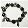Image 1 : 4)  OLIVE GREEN WITH GOLD VEINING BEAD  STRETCHY
