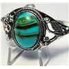 Image 1 : 7)  NATURAL OVAL TURQUOISE AND COPPER OPEN  BANGLE