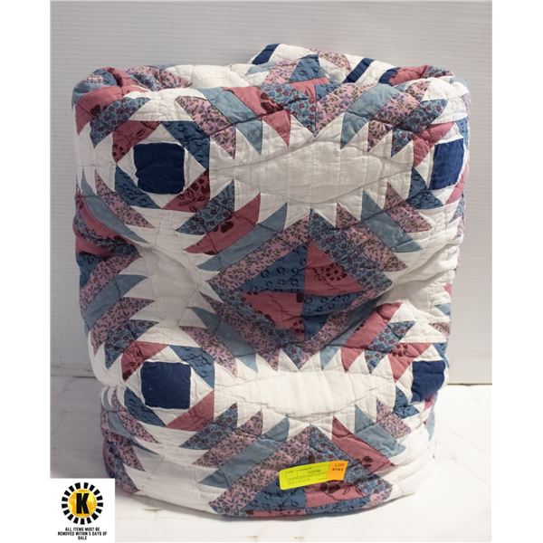 QUEEN SIZE VINTAGE PATCHWORK QUILT-ESTATE