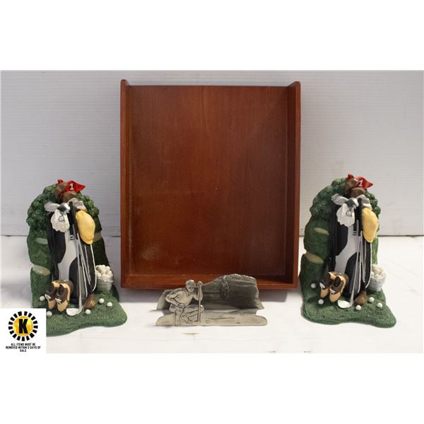 GOLF BOOKENDS 5"X5.5"X7" HIGH