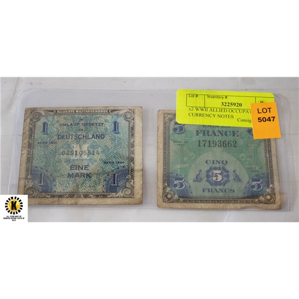 x2 WWII ALLIED OCCUPATION CURRENCY NOTES