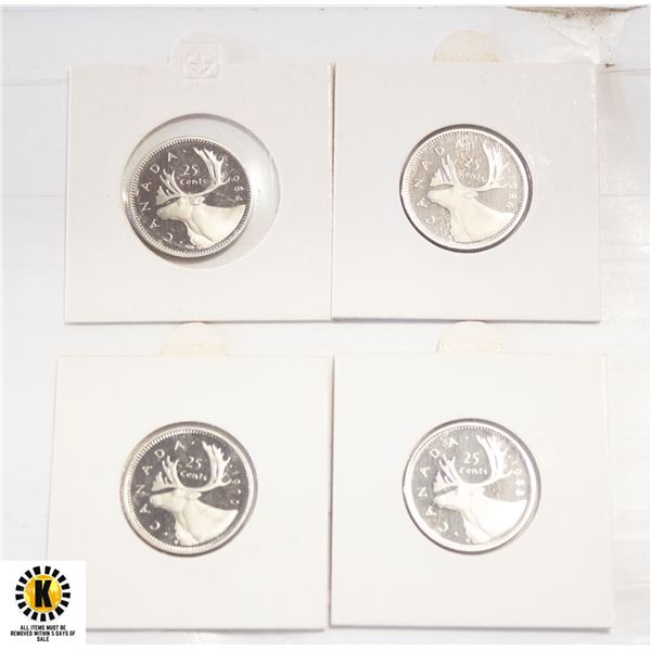 x4 VARIOUS CANADA 25 CENTS PROOF COINS