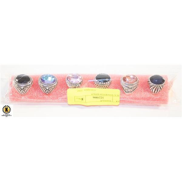 6 PCS ASSORTED RINGS