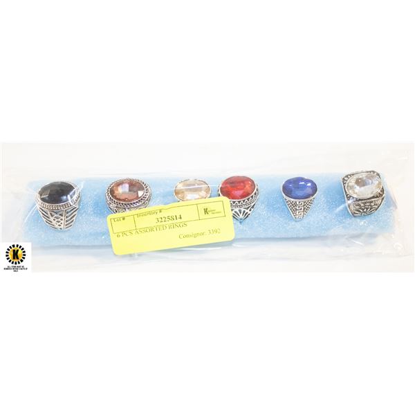6 PCS ASSORTED RINGS