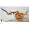 Image 1 : VINTAGE BRASS WALL HANGING SUNSET/BIRDS