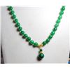 Image 1 : 10) NATURAL GREEN JADE 18" NECKLACE WITH GOLD TON