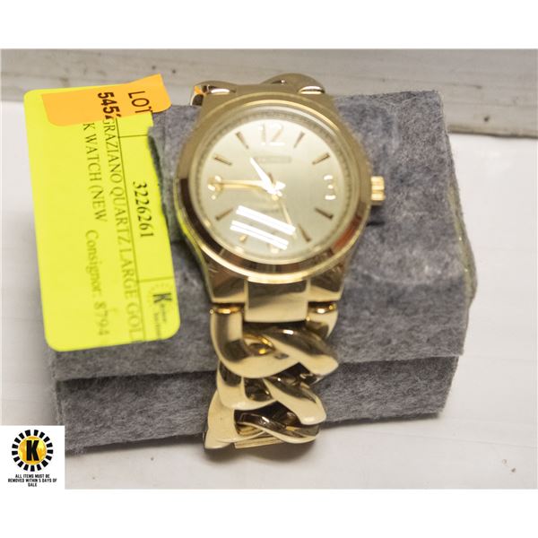 RJ GRAZIANO QUARTZ LARGE GOLD LINK WATCH (NEW