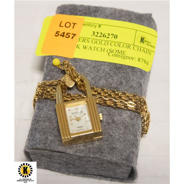 JOAN RIVERS GOLD COLOR CHAIN AND LOCK WATCH (SOME