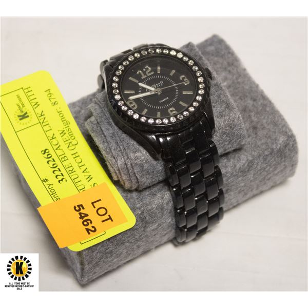 IVANA COUTURE BLACK LINK WITH CRYSTALS WATCH (NEW