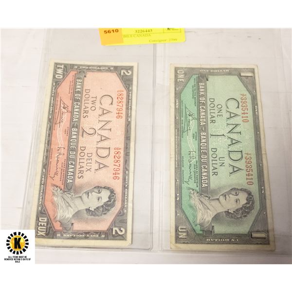 $1 & $2 BILS CANADA