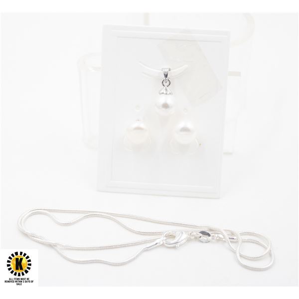 #47-SEA SHELL PEARL PENDANT, AKOYA EARRINGS  SET