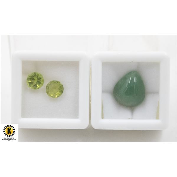 #75-GREEN PERIDOT 2.75 CT & ADVENTURINE 7.75 CT