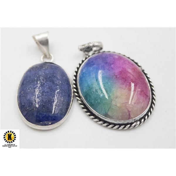 #68-NATURAL LAPIS LAZULI ,RAINBOW SOLAR QZ PENDANT
