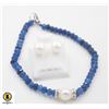 Image 1 : #11- NATURAL BLUE JADE  ,PEARL ,BRACELET & EARRING