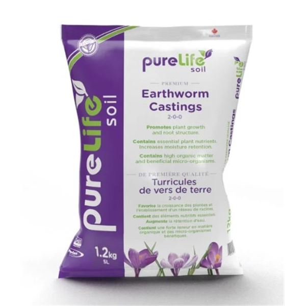 NEW PURELIFE SOIL PREMIUM EARTHWORM CASTINGS 1.2KG